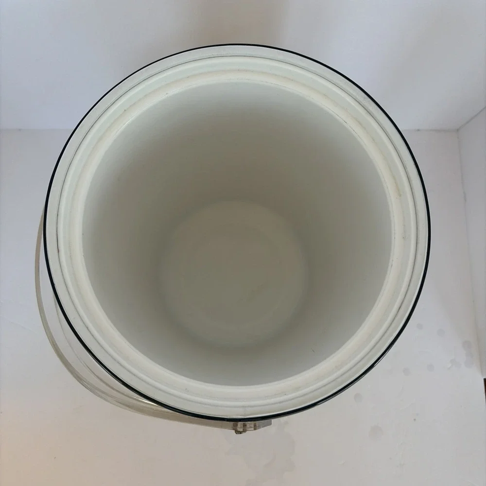 Vintage MCM Gold Culver Ice Bucket Gold Clear Lucite Handle and Lid Retro‎